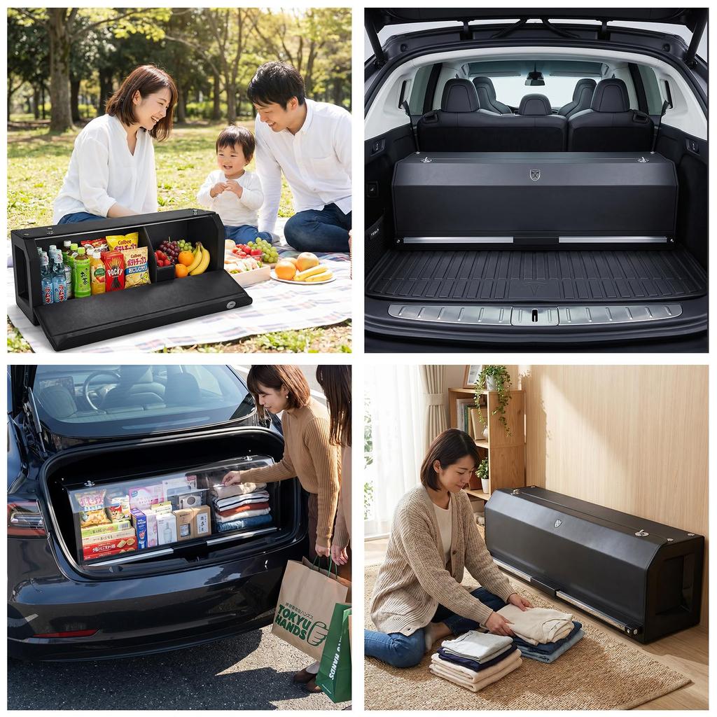 NODIBRO Trunk Box Car Storage Large with Portable Handle Durable Easy for Mini Tool with Locking Black Case, Capacity, Leather, Waterproof, Odorless,
