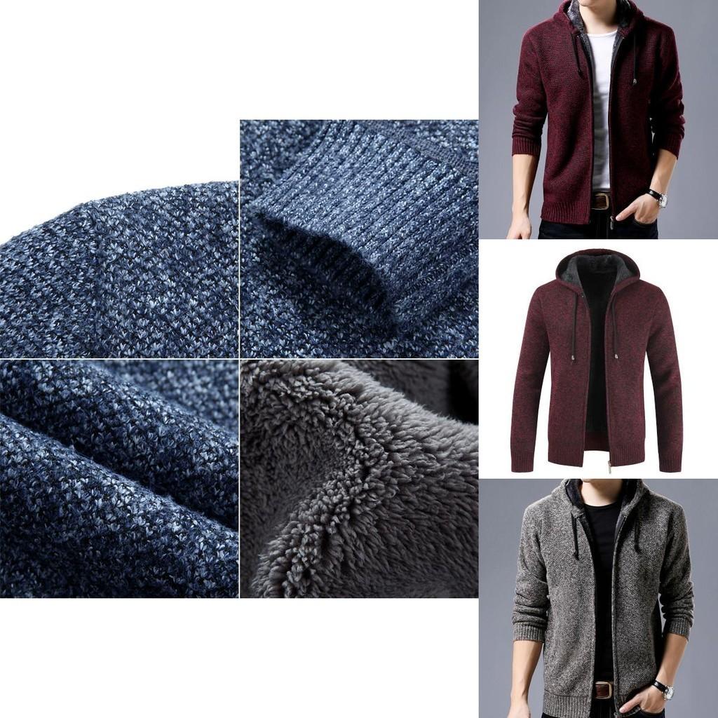 Stylish Men's Sweater Hoodie Featuring Long Sleeves And Plush Plaid Lining For Winter