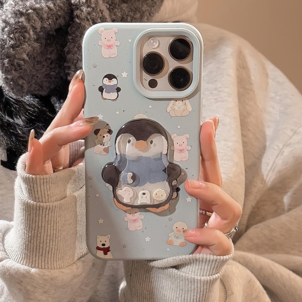 Cute Penguin Rabbit Shakele IPhone17 Mobile Case Apple 15promax Silicone 14 Applicable To 13 Three Dimensional