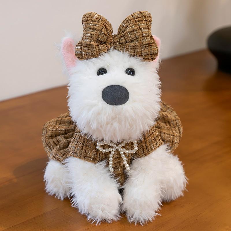Cute Little Fragrant Style Western Highland Plush Toy Girl Birthday Gift Plaid Skirt Dog Office Doll