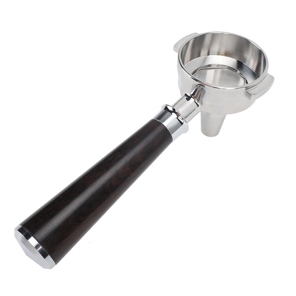 58mm Bottomless Portafilter Single Spout Stainless Steel Coffee Portafilter   Wood Handle