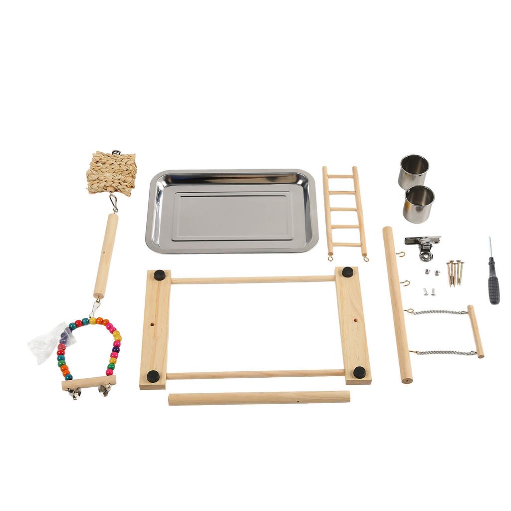 Bird Playground Safe Bite Proof Relieve Boredom Wood Parrot Playstand Stand for Birds Parrots