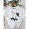 European Sizes A Fresh And Modern Silver Cherry Pattern Printed Women'S Round Neck Short Sleeve T-Shirt for Spring And Summer