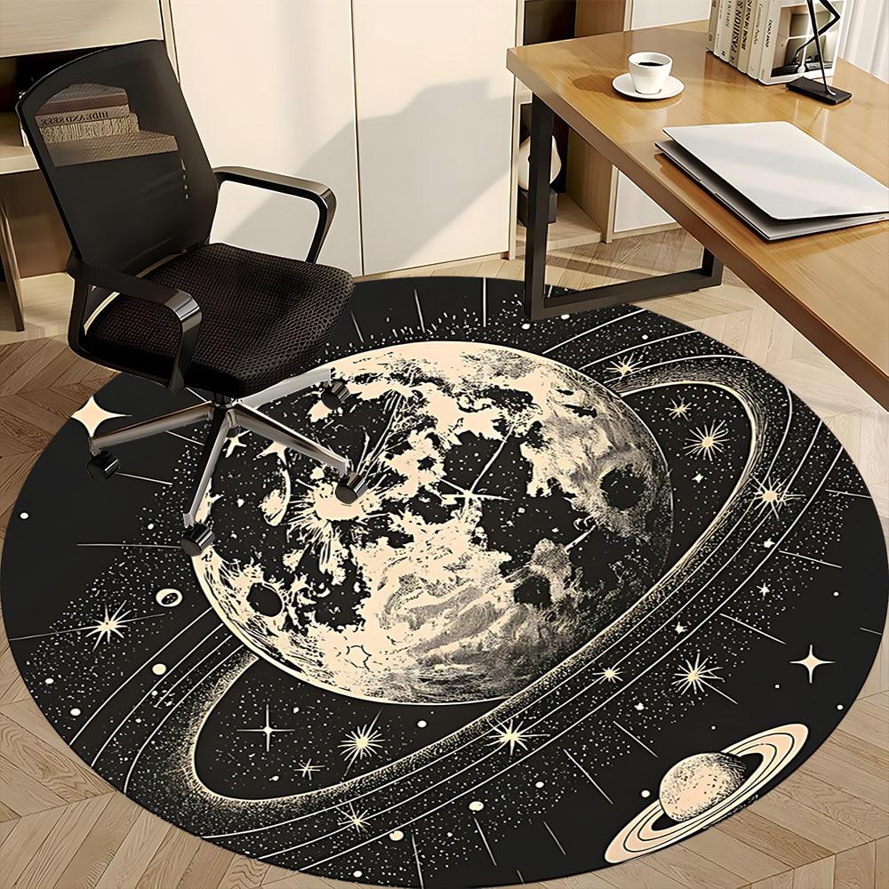 1pc Moon Saturn Office Round Area Rug, Indoor Mat Suitable ForOffice, Under Office Chairs Bedroom Living Room Home Decor, Room Deco,  n66