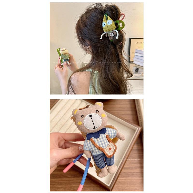 Cute Bear Double Sided Hair Claw Bow Shark Clip Elegant Back Head Hair Accessories