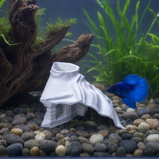 Vintage Temple Aquarium Hideout, 3D Printed Fish Tank Cave Tunnel, Under Gravel Fish Tunnel for Shrimp Corydoras Pleco