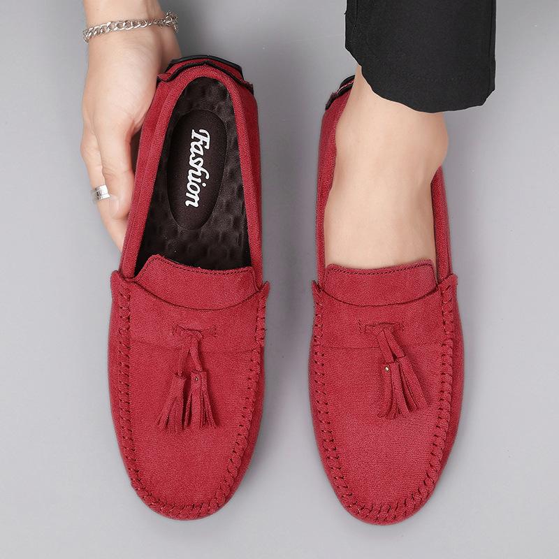 Handmade Doudou Shoes Men's 2025 New Trend Men's Shoes One-pedal Casual Leather Shoes Fringed Soft-soled Driving Shoes