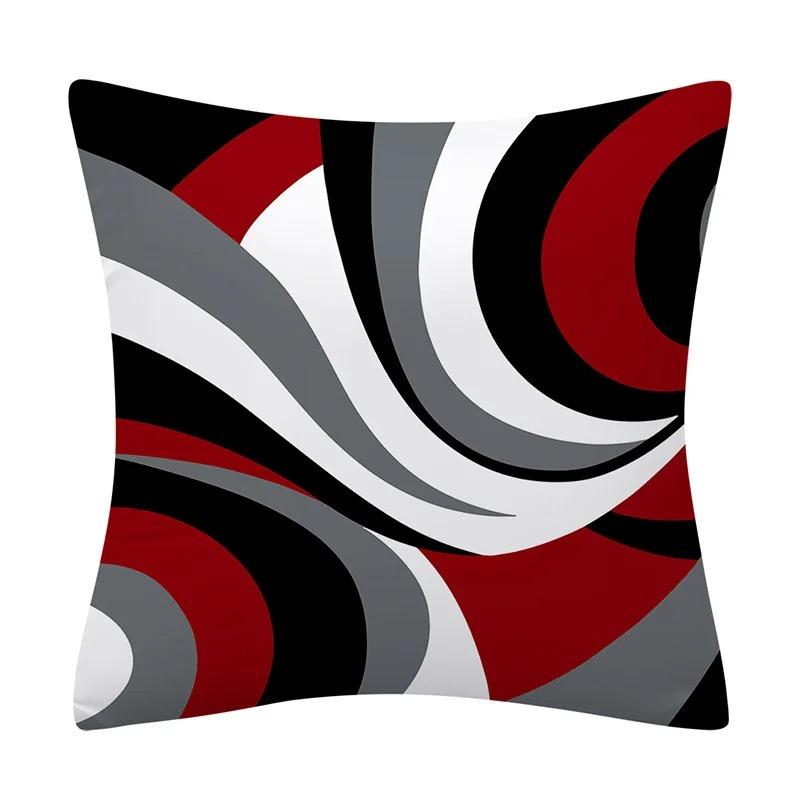 Geometric Red and Black Wave Decorative Pillowcase Car Ornaments Office Living Room Sofa Home Pillowcase