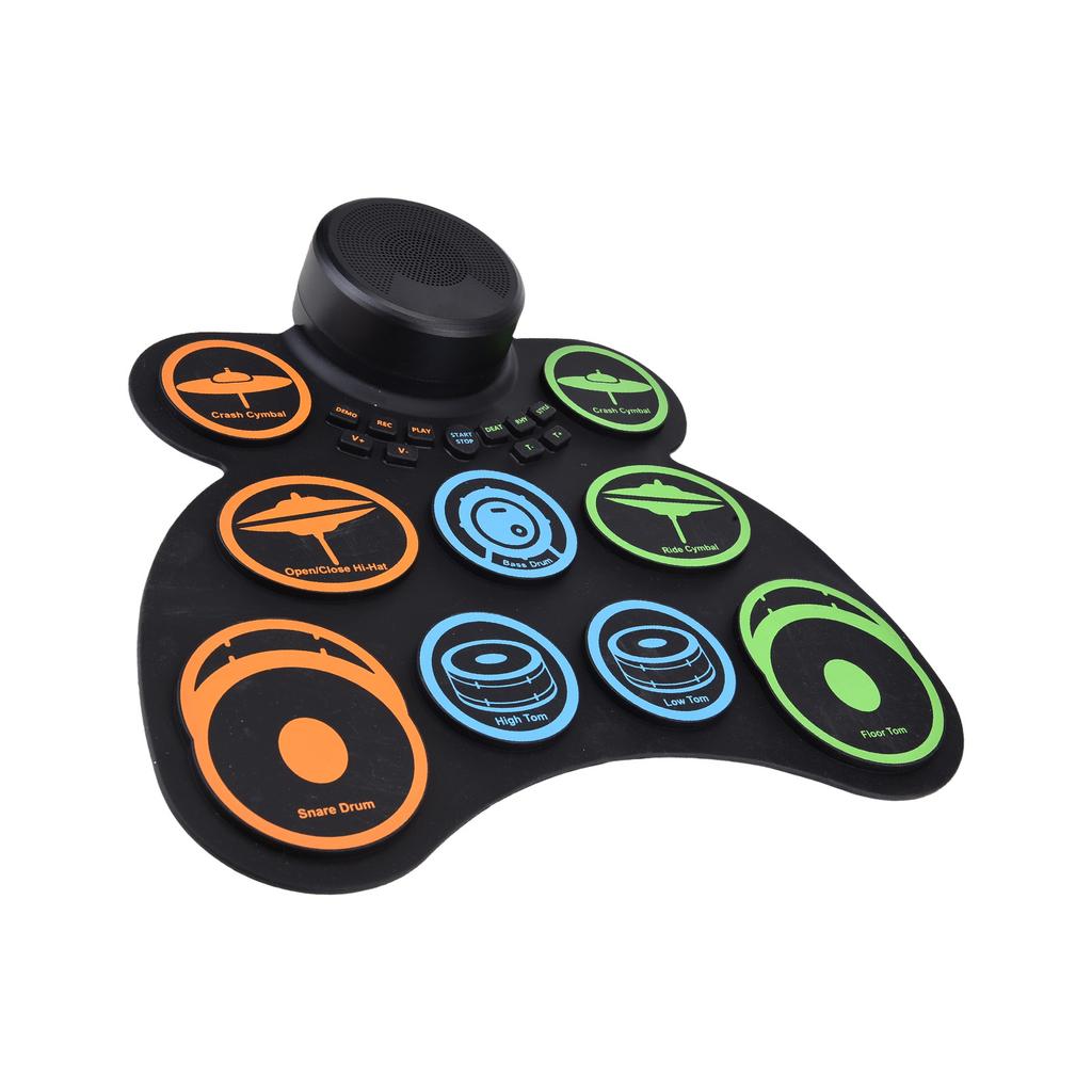 Electronic Drum Set with 2 Speaker Roll Up Drum Pad 9 Pads Supports MIDI Various Audio Connection Headphone Jack 18