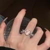 Light luxury fashion high sense pearl zircon copper ring women's design sense retro personality open index finger ring simple