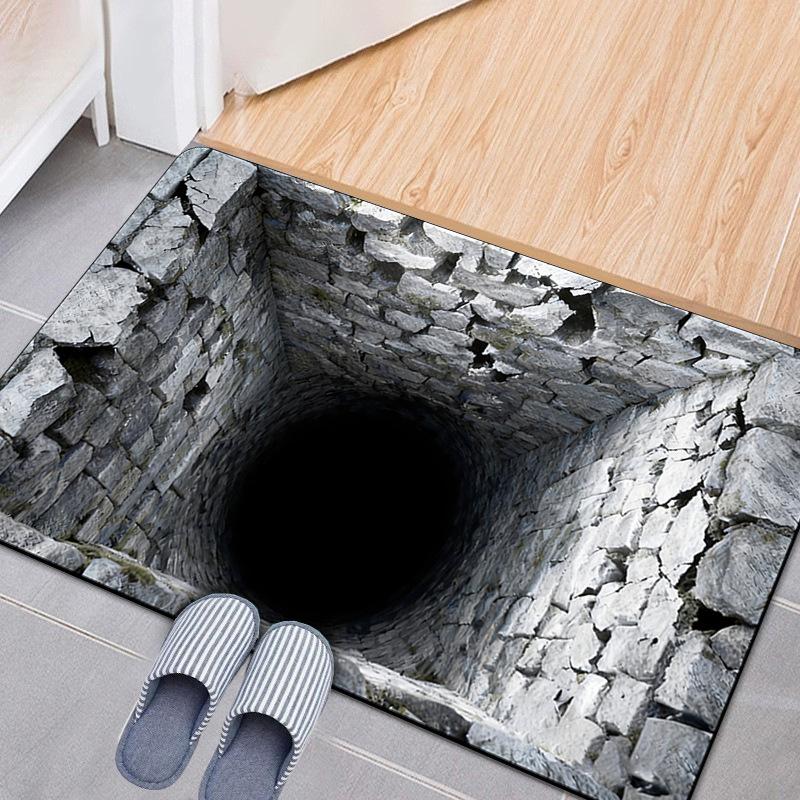 3D stereoskopická podlahová rohož, koberec do předsíně, odolná proti nečistotám a snadno udržovatelná podlahová rohož z křišťálového sametu