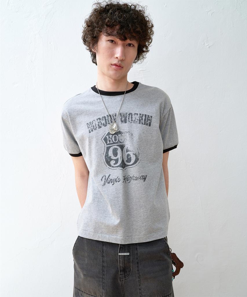THEVINYLHOUSE Nobody Work Ringer Tee Gray