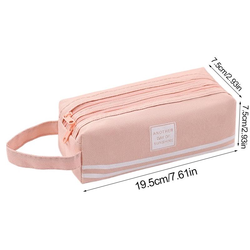 Pencil Cases Bag Canvas Pen Box Pouch Double Layer Large Capacity for Girls Back To School Student Supplies Stationery