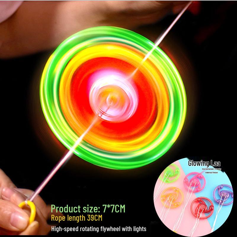 Luminous Flashing Pull-String Flywheel - Nostalgic Gyroscope Toy