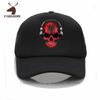 Dunkler Totenkopf Deejay mit Albanischer Flagge Fischerhut Unisex Damen Lustig Albanien DJ Skelett 3D Grafikdruck Boho Kreativ Baseballkappen