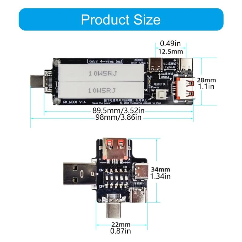 USB C Diagnostic Tool for Voltage and Current Measurement Wire Resistance Gauge Low Resistance High Efficiency Charging