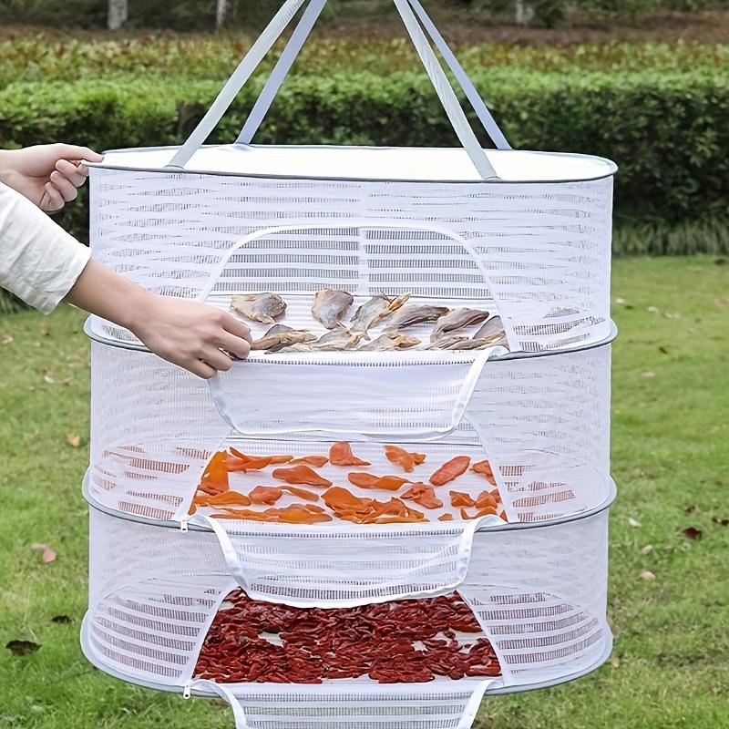 3-layer Foldable Mesh Drying Rack | Space-Saving Hanging Dryer for Fish, Vegetables & More | Ideal for Balcony Storage & Mother's Day Gift