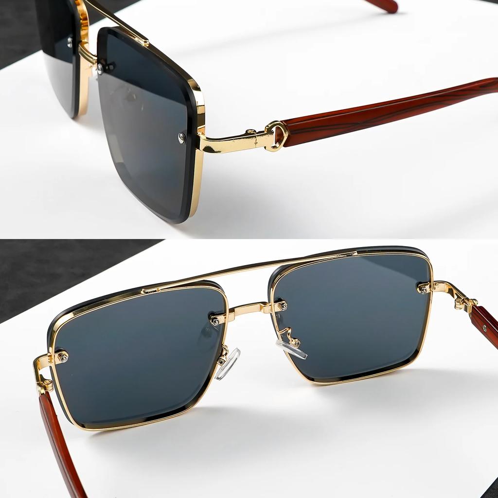 Retro Double Bridges Square Metal Sunglasses Fashion Men Women Gradient Lens Glasses Brand Designer Unisex Eyewear Uv400