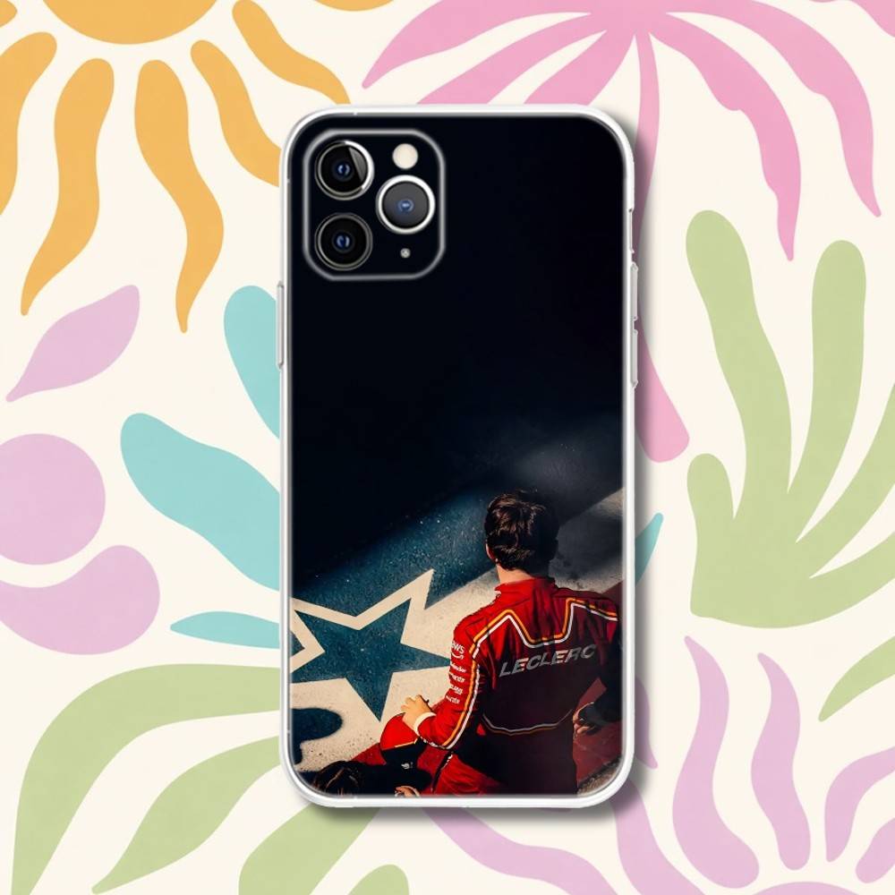 C-Charles 16 F1 L-Leclerc Phone Case For iPhone 17,16,15,11,12,14,13 Pro Max Plus Mini X,XS,XR,16E Air Transparent Cover Fundas