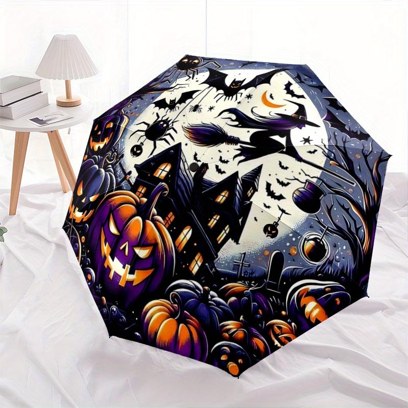 1pc Halloween Bilder Ideen Pattern Automatic Umbrella is Fashionable and Good-Looking, a Portable 3-Fold Umbrella, Suitable for Travel and Daily