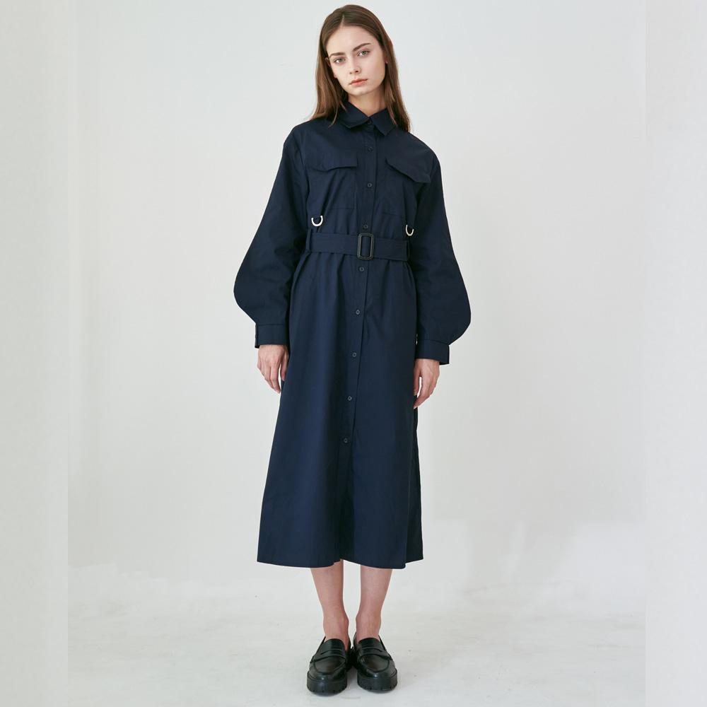 Bunderghost Bishop Sleeve D-Ring Dress (Dark Navy)