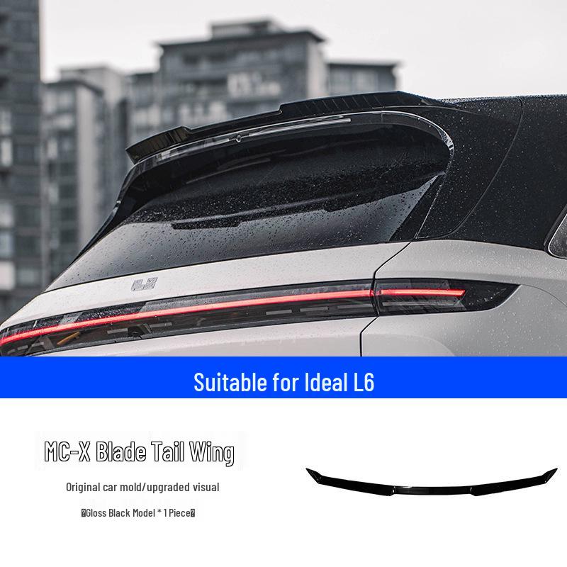 Upgrade Li Auto L6/L7/L8/L9 with Black Warrior MC sports rear and top wing kit, no drilling needed.