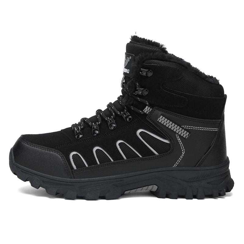 39-49 Winter Outdoor Waterproof Men's Snow Boots Mid-top Thick Bottom Plush Non-slip Wear-resistant Winter Large Size Snow Boots Winter Boots for Men