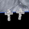 All-Copper Rhinestone Cross Stud Earrings for Women