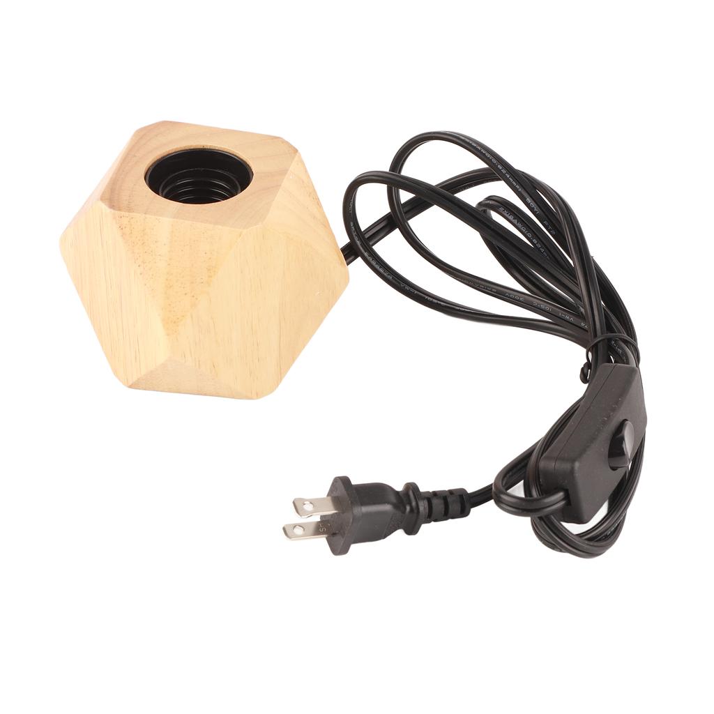 Wooden Diamond Lamp Base E26 Socket Modern Small Wood Table Lamp Base for Home Decor