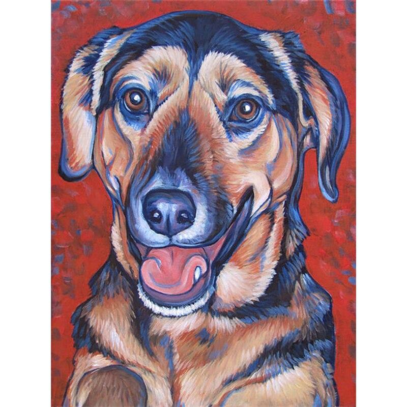Neues 5D-Diamant-Gemälde zum Selbermachen, Ölgemälde, Hund, Diamant-Stickerei, Strasssteine, Kunsthandwerk, kompletter runder Bohrer, Heimdekoration, Kunst-Geschenk