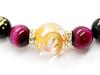 [Seki-Kira] 4A Pink Tiger Eye, Sanskrit Onyx, Gold Carved Dragon Crystal, 18mm Prayer Beads Necklace, Natural Stone, 065