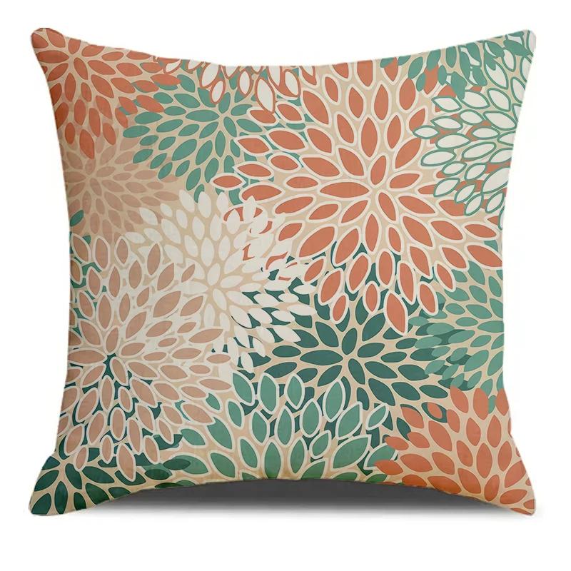 Colorful Floral Yellow Red Pattern Printed Soft Square Pillowslip Blend Cushion Cover Pillowcase Living Room Home Decor