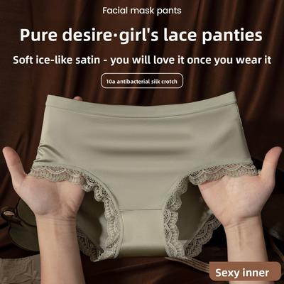 Slip Sexy da Donna in Pizzo di Seta Pura e Seta Ghiacciata per Primavera ed Estate