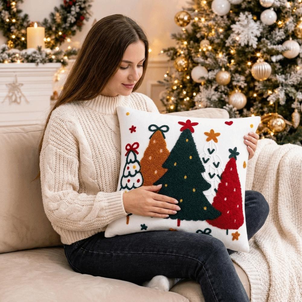 Colorful Christmas Pillowcase Soft Xmas Tree Pillowslip Holiday Pillow Cushion Cover  Winter
