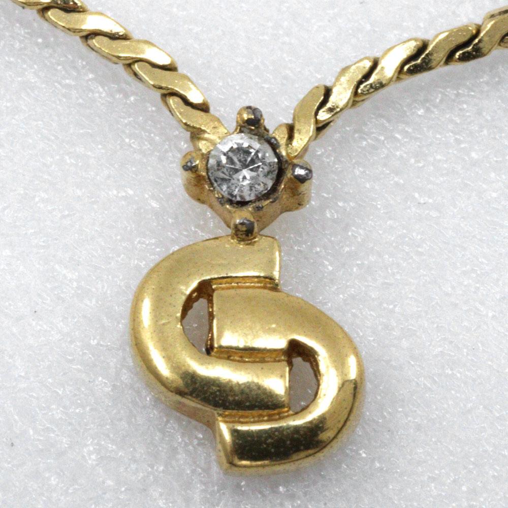 Dior CD Logo Necklace Plated Gold 4.6g Women Used
