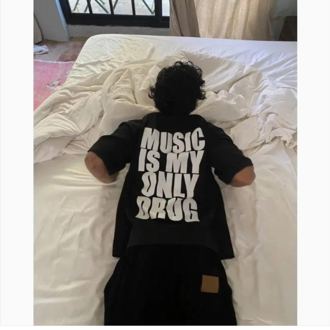 

Music Is My Only Spiritual Food pattern Tshirt Mens Tshirt Summer New Unisex Casual Harajuku Style Tshirt as the picture14423