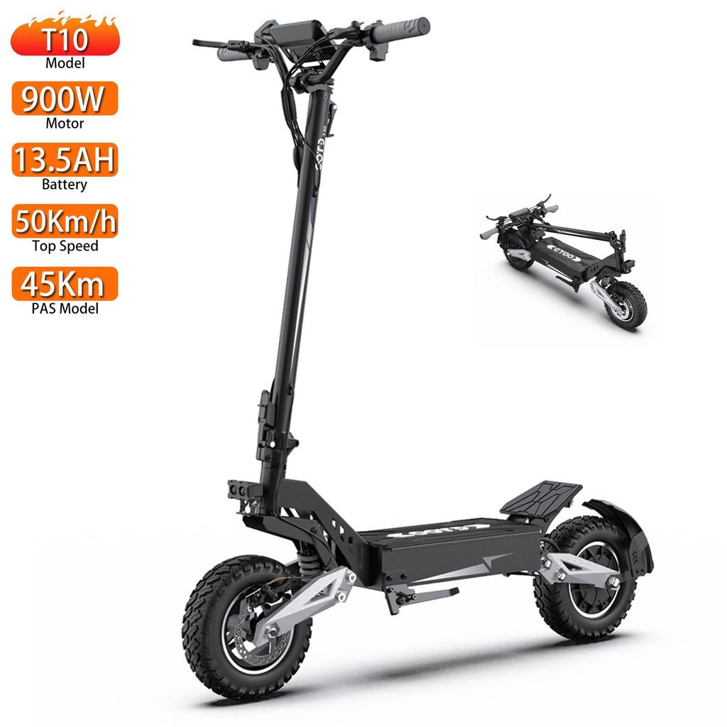 Electric Scooter Foldable OOTD T10 900W Motor Top Speed 50Km/h E-Scooter For Adult 48V 13.5AH Max Range 45Km Load 120Kg