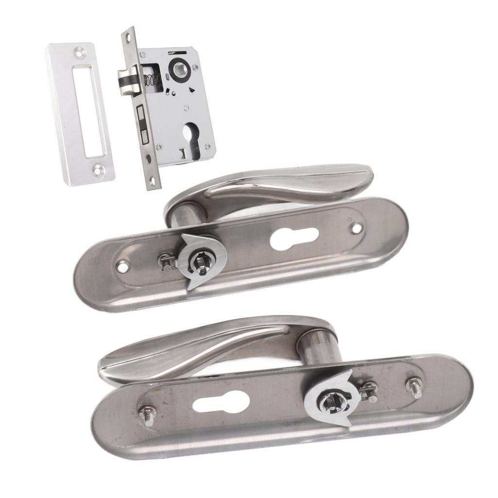 Tür-Eingangshandgriff-Set Edelstahlplatte Türhebel Zylinderschloss Schlüssel-Set für Haushalt