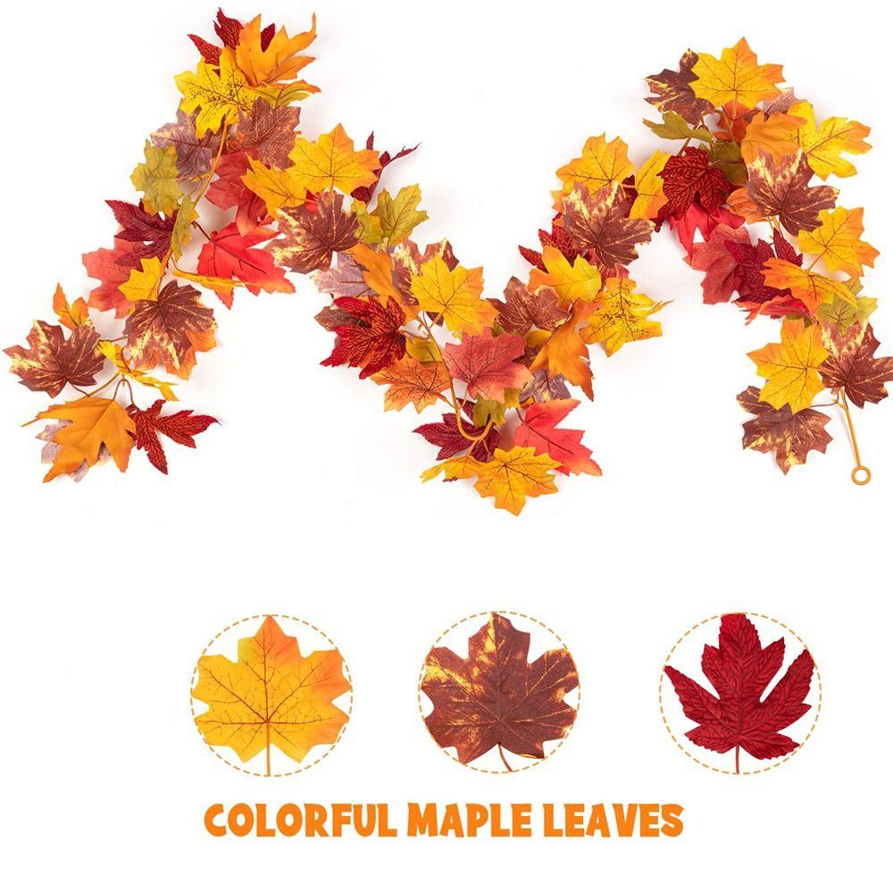 Colorful Autumn Leaf Garland Flexible Fall Leaf Vine Gifts Faux Maple Vine Halloween Party Decor