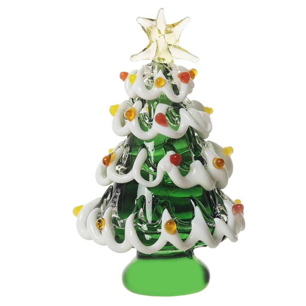 Mini Farbkristall Weihnachtsbaum Figur Sammlerstück Handgefertigt Mundgeblasenes Glas Weihnachtsbaum Ornament Tischplatte Festival Geschenk
