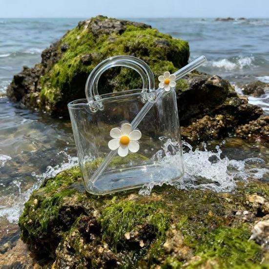 Tumbler with Straw Transparent Heat-Resistant Glass Cup for Juice Cocktails Iced Coffee
