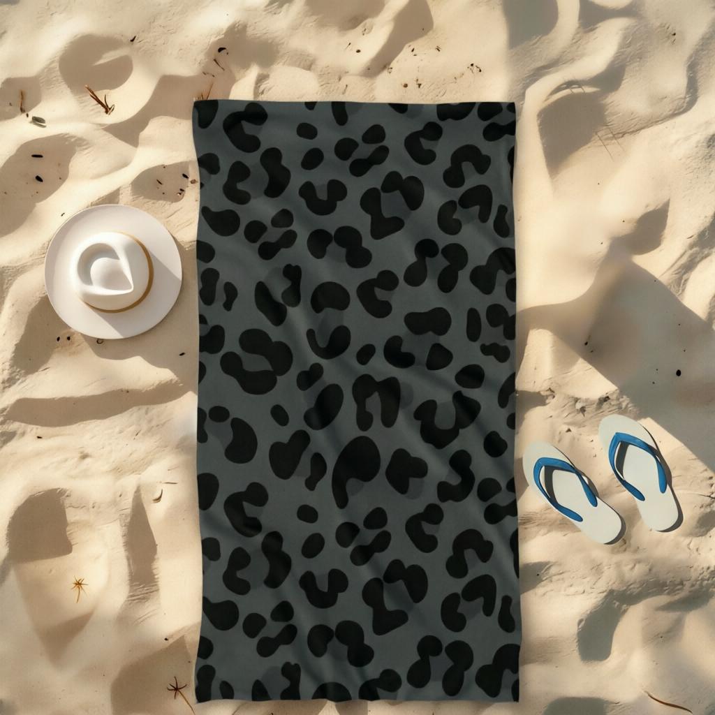 1pc Black White Leopard Beach Towel, Ultra-Soft Fast-Dry, Chic StyleI Deal for Swimming Travel Leisure Beach Pool Summer Outdoor