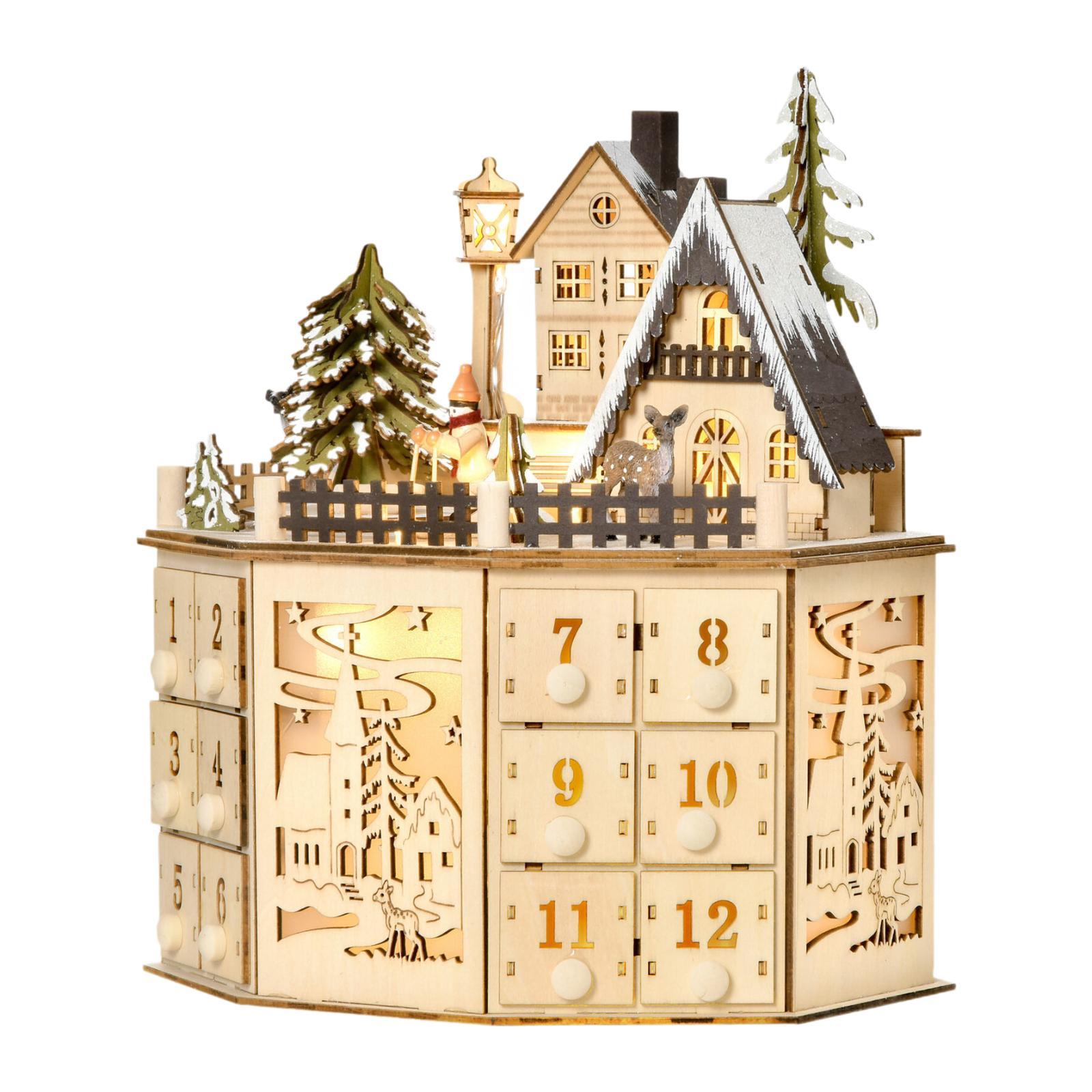 

Christmas Wooden Advent Calendar,Traditional,Christmas Decoration Sturdy with 24 normal