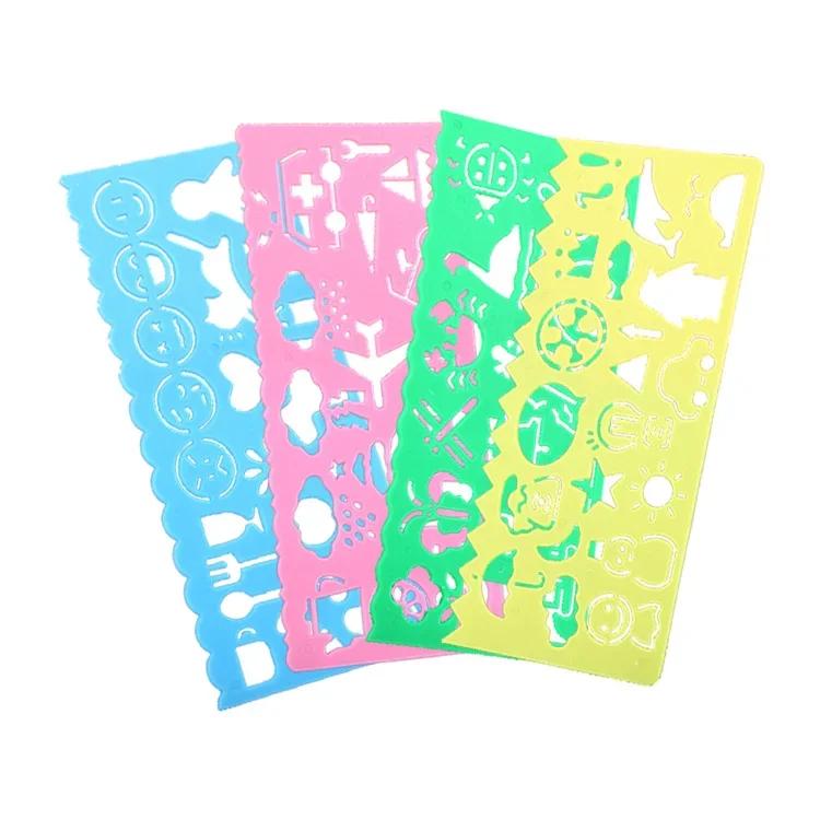 4Pcs Cartoon Children Painting Template Ruler Plastic Drawing Stencils Ruler Set School Supplies Kid Drawing Tool