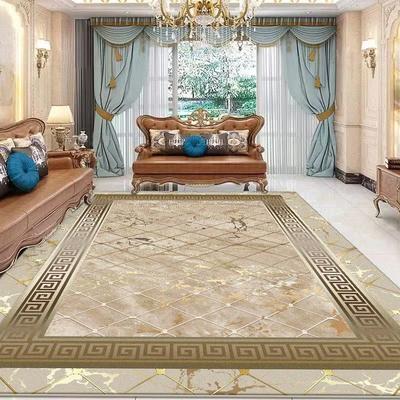 European Style Golden Carpet Living Room Luxury Large Area Decoration Bedroom Rugs Lounge Coffee Tables Non-slip Mat Washable