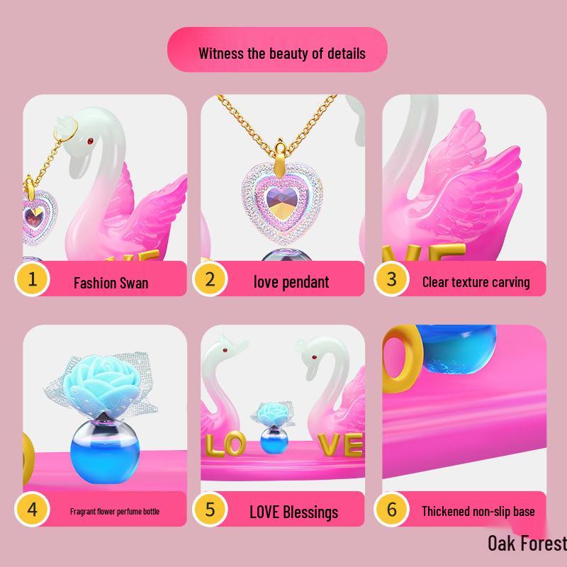 Elegance Swan Couple Car Ornaments - High-End Perfume Decor for Center Console