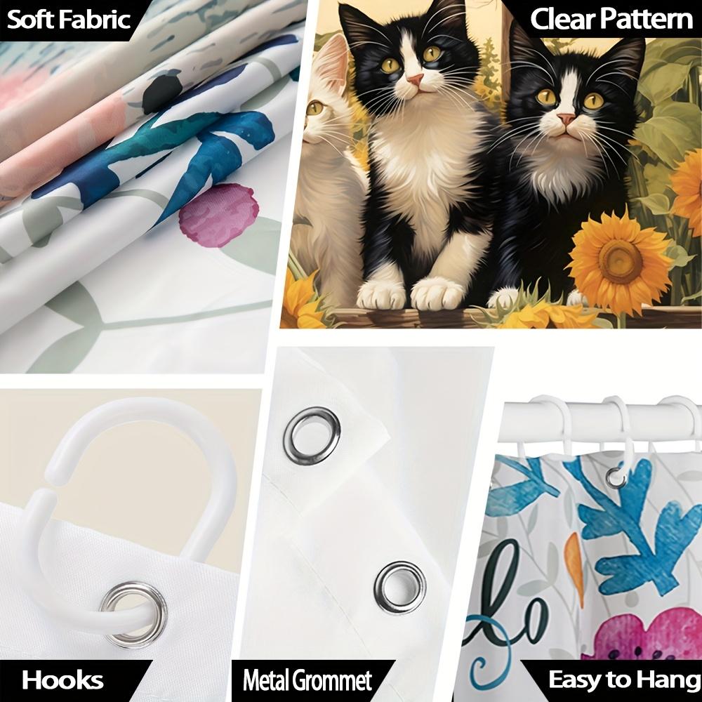 Entzückende Katzen & Sonnenblumen Duschvorhang - Verspielte Katzen & Blumen, Wasserdichte Heimdekoration Bringt Freude Und Wärme In Ihr Badezimmer