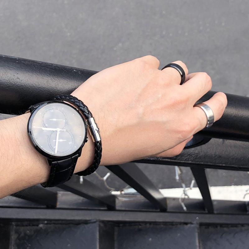 Bransoletka ze skóry plecionej ręcznie z metalowym/magnetycznym zapięciem Bransoleta unisex dla kobiet i mężczyzn
