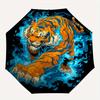 1pc Blue Flame Tiger Pattern Automatic Umbrella Is Fashionable and Good-Looking,  Suitable for Travel and Daily UseC012