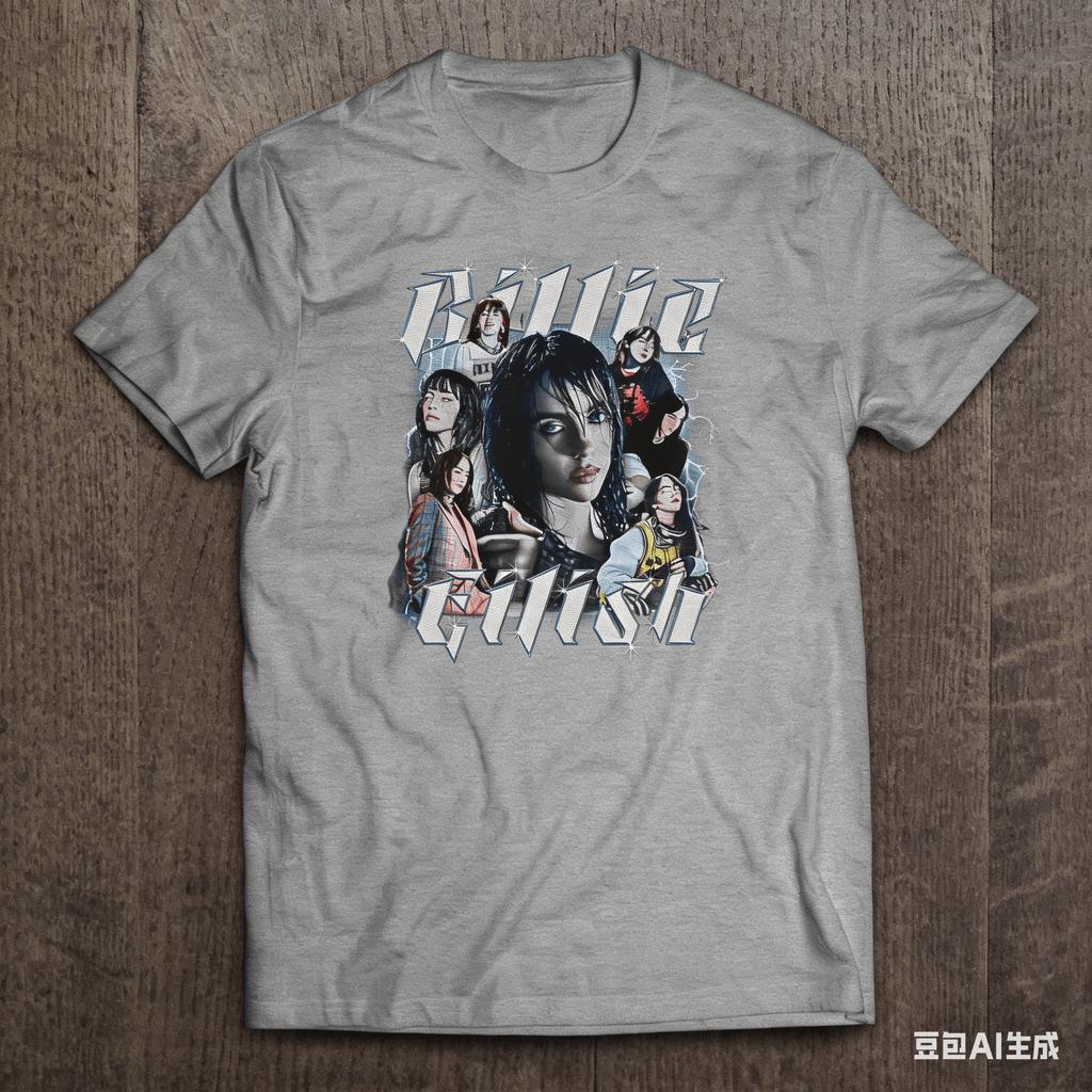 Singer Billie Eilish Portrait cotton Unisexs Shirt Summer Oversized Womens Yk Hip Hop Short Sleeve Tshirt Fan Gifts Unisex